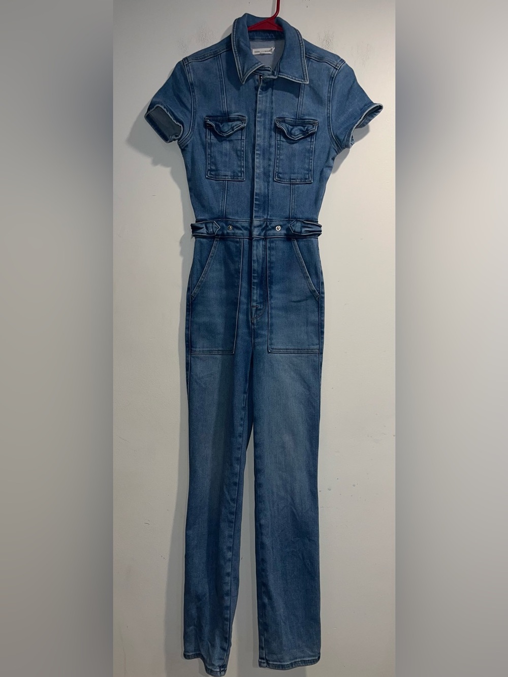 GOOD AMERICAN  Fit for Success denim jumpsuit in Blue274